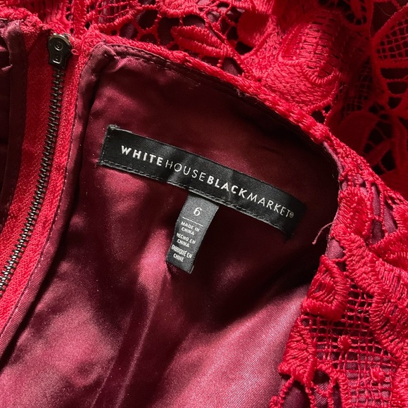 WHBM red floral-jacquard fit-and-flare dress - Picture 3 of 5